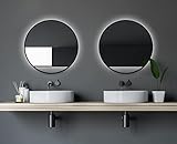 Talos Black Hole Light Spiegel rund Ø 60 cm – runder Wandspiegel in matt schwarz – Badspiegel rund mit hochwertigen Aluminiumrahmen – Badezimmerspiegel mit indirekter LED-Beleuchtung