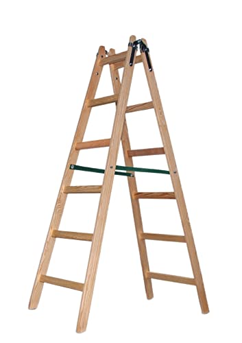 Zweiseitige Holzleiter 2 x 6 Stufen Leiter Trittleiter Klappleiter