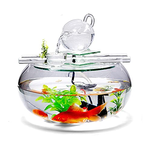 Aquarium/Aquarien Kreatives Büro Home Desktop Ornamente Zierische Fischtank Runde Glas Fisch Tank Dekoration Kleine Ornamente frei von Wasserwechsel Desktop-Aquarium