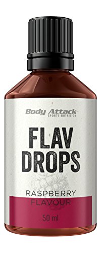 Body Attack Flav Drops®, 4 x 50 ml, Raspberry, Aromatropfen für Lebensmittel, zuckerfreie Flavour Drops ohne Kalorien, vegan & Qualität Made in Germany