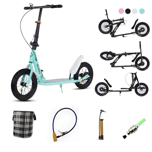 GHBXJX City Roller 290mm XXL Big Wheel Scooter Erwachsene 150 kg Tragkraft, Klappbarer Cityroller mit Handbremse und Bremse, Tretroller Kinder ab 7, Kickscooter für Erwachsene und Kinder,Grün