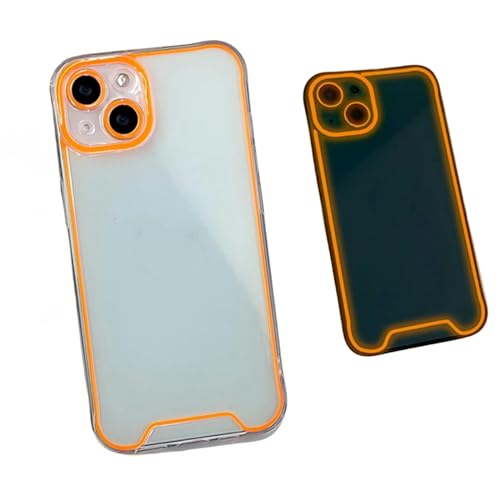 JKJHJF Handyhülle Nachtlicht Leuchtend Siliciumdioxid Koffer Für iPhone 15 14 13 12 11 Pro Max-Für iPhone 15-Orange