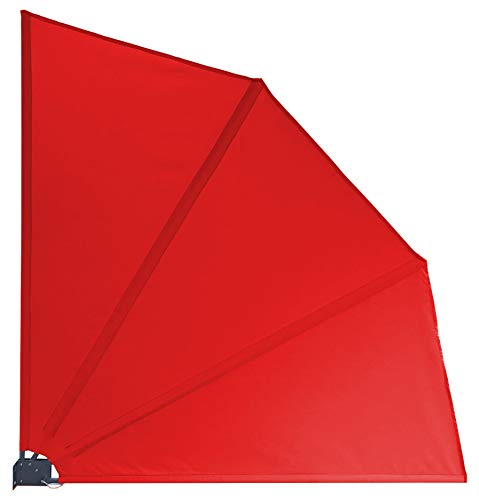 GRASEKAMP Qualität seit 1972 Balkonfächer 120 x 120 cm Rot mit Wandhalterung Schutzhülle Trennwand Sichtschutz