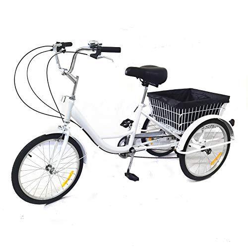 OUKANING Dreirad für Erwachsene 20 Zoll Senioren Dreirad mit Korb 8 Gang Fahrrad Tricycle Max Belastung 110 kg