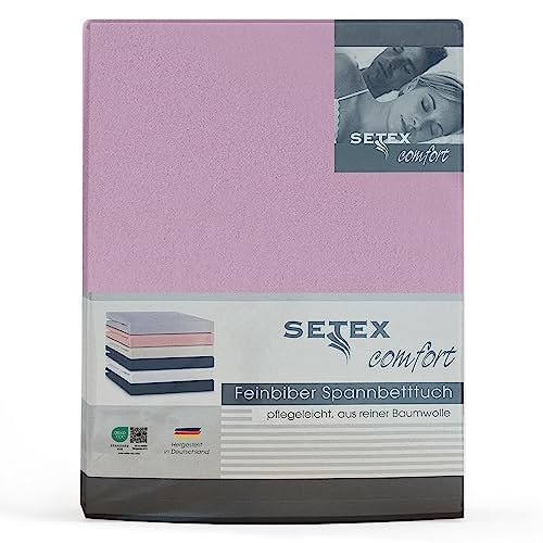 SETEX Feinbiber Spannbettlaken, 140 x 200 cm großes Spannbetttuch, 100 % Baumwolle, Bettlaken in Flieder