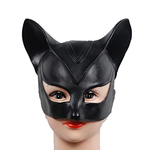 Hworks Catwoman Maske Latex Halbgesichtsmaske Cosplay Kostüm Requisiten für Halloween Party