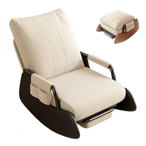 XRRJFYH Schaukelsessel mit Fußstütze Stillsessel Lesesessel Schaukelstuhl Schaukelstuhl Stillen Relaxstuhl Rocking Chair Schaukelstühle (Color : Off White-Black)