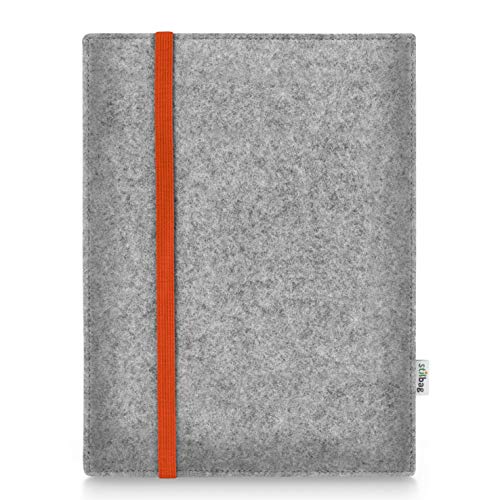 Stilbag Hülle für Samsung Galaxy Tab A 10.1 (2019) | Etui Case aus Merino Wollfilz | Modell Leon in hellgrau/orange | Tablet Schutz-Hülle Made in Germany
