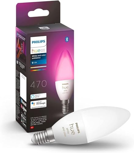 Philips Hue White & Color Ambiance E14 LED Lampe 1-er Pack, dimmbar, bis zu 16 Millionen Farben, steuerbar via App, kompatibel mit Amazon Alexa (Echo, Echo Dot)