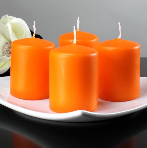 Kerzen Safe Candle Markenkerzen Adventskerzen Stumpenkerzen 80/60 mm mandarine orange, 12 Stk.