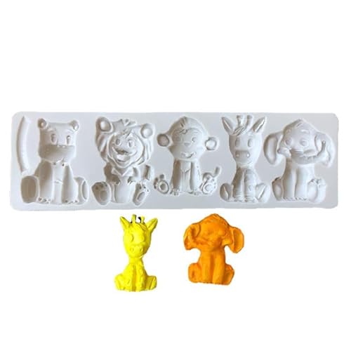 Fondant Formen 1 Stück Silikonform Elefant Giraffe Affe Löwe Backdekoration Ton Weiche Keramik Handgefertigte Form