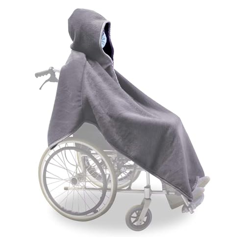 Fußsack für Rollstuhl Für Erwachsene - Leichte Rollstuhldecke Rollstuhl Fußsack Mit Reißverschluss und Zwickel, Winterschal Decke Wiederverwendbare Reisedecke Wearable Blanket mit Kapuze,Grau