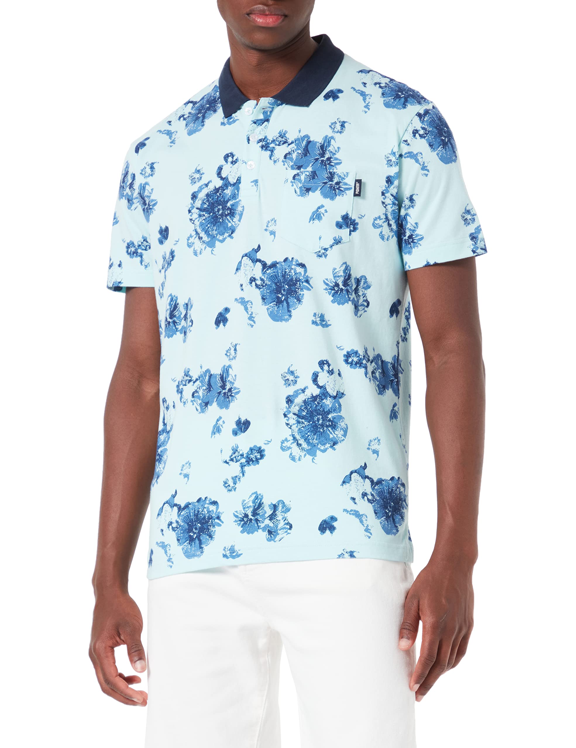 Pioneer Herren Polo-Shirt Poloshirt, Angel Blue Muster, XL