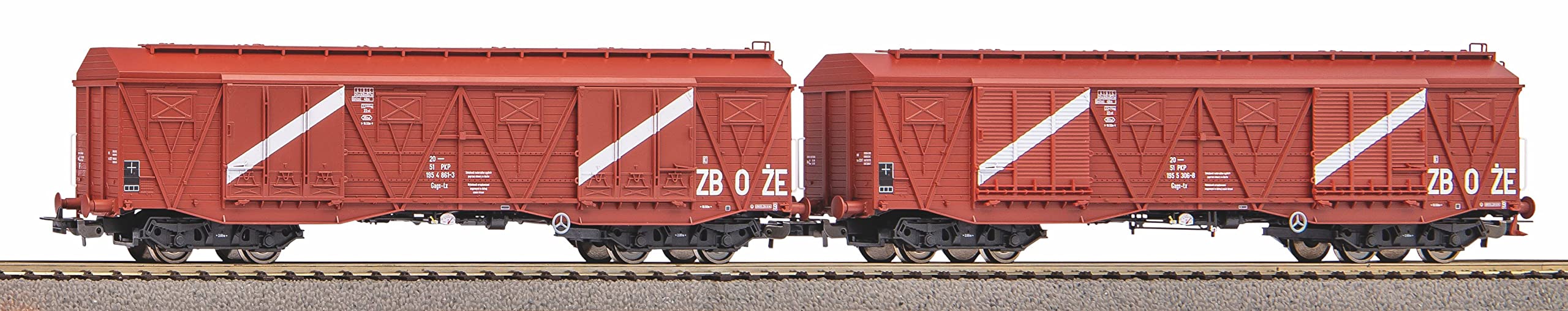 Piko 58233 2er Set GED. Güterwagen 401Ka Gags-tx PKP Ep.IV, rotbraun
