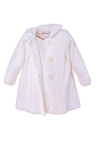 Cocolina4kids Baby Mädchen Strickkleid mit Mütze Taufkleid festliches Kleid Kleid aus Strick Babydress Blumenmädchen (as3, Numeric, Numeric_74, Kleid+Mütze+Mantel)