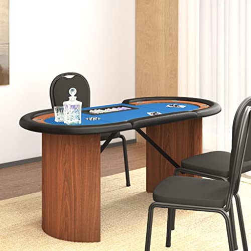 Poker & Games Tische 10 Spieler Pokertisch mit Chipablage blau 160x80x75cm Möbel