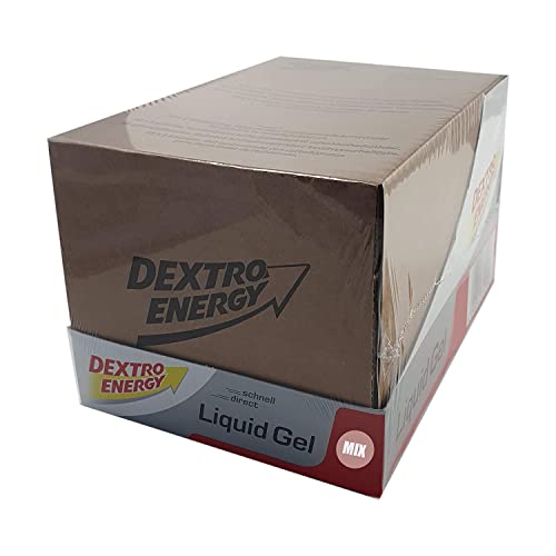 Dextro Energy Liquid Gel 18 x 60ml Mix-Pack | 3 Beutel von 6 Sorten | originalverschweißt | Energiegel, Ausdauergel