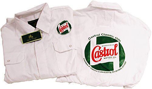 Castrol Classic weiß Mechaniker Overalls/Boiler Anzug mit vorne und hinten Logo