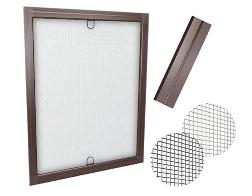 Time4Blinds Fliegengitter für Fenster - Insektenschutz ohne Bohren, mit Alurahmen Mückenschutz individuell kürzbar - Fliegennetz Fliegenschutzgitter 60x150 Braun Rahmen, schwarzes Netz