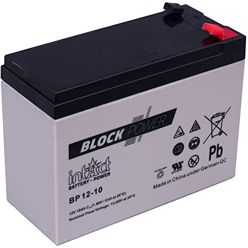 intAct AGM Batterie 12V 10 Ah, BP12-10, Wartungsfreie VRLA AGM Batterie, Anwendung als Versorgungs- oder Antriebsbatterie, Abmessungen: 151x65x117 mm