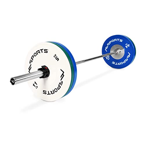 MSPORTS Olympia Set Professional Studio - Olympia Hantelstange mit Verschluss + 2 x 10 kg, 2 x 15 kg und 2 x 20 kg Olympia Hantelscheiben (Komplett Set)