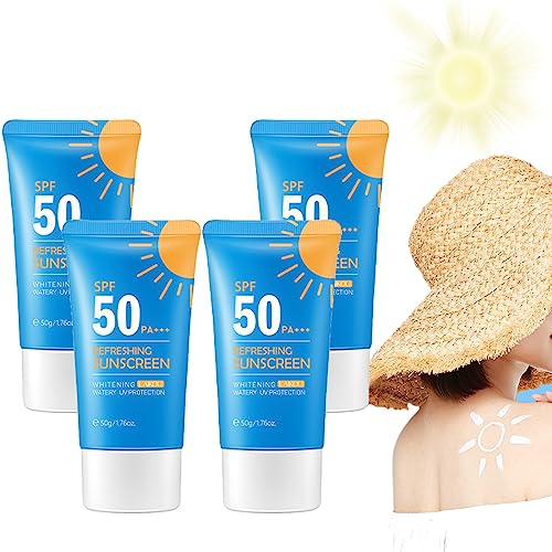 Wässriges Sonnengel mit Hyaluronsäure LSF 50 PA++++, koreanischer Sonnenschutz, Hyaluronsäure-Feuchtigkeitscreme, Sonnenschutz für das Gesicht (4 Pcs)