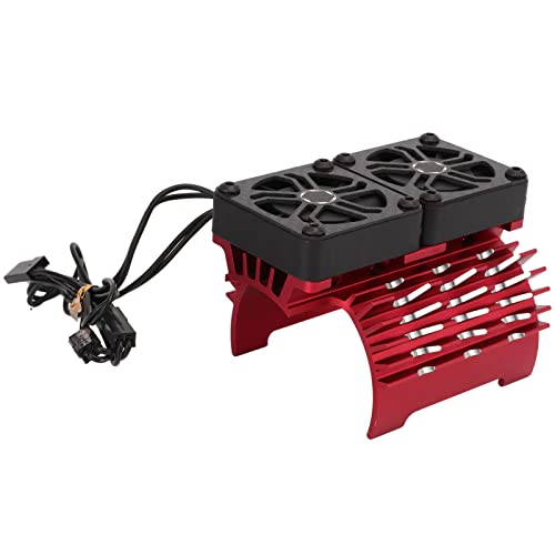 Shanrya Dual-Lüfter-Motor-Kühlkörper, 55/56/58 mm Gute Wärmeableitung 8,4 V 16000 U/min Bürstenloser Motor-Lüfter Hohe Leistung für 1/5 ferngesteuertes Auto(rot)