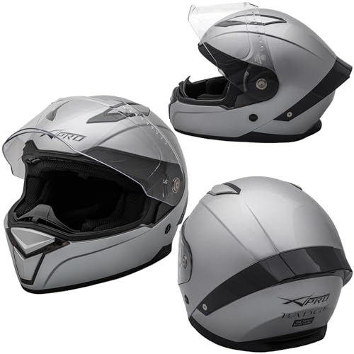 A-Pro Integralhelm Motorradhelm Rollerhelm Sonnenblende Helm Silber L