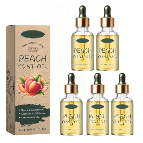 Yoni-Öl Bio-Feminines Öl Vaginale Feuchtigkeitscreme,Beseitigt Gerüche mit ätherischem, Gleicht den natürlichen pH-Wert aus, frischt Geruch und Hygiene auf,völlig natürlichem Yoni-Öl (5PC,Pfirsich)