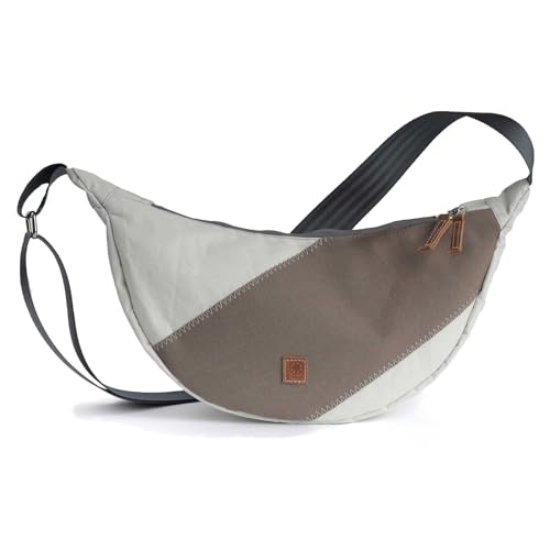 360° Grad Roop Moonbag Crossover Segeltuch Tasche weiß-taupe, Gurt grau