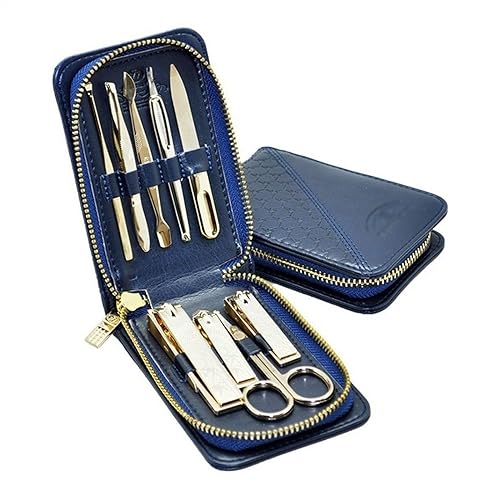 Zehennagelknipser 9-teiliges Maniküre-Set, Nagelknipser-Set, professionelle Nagelpflege-Werkzeuge aus Edelstahl, tragbares Nagelpflege-Set mit Lederetui mit Reißverschluss Pediküre-Tools