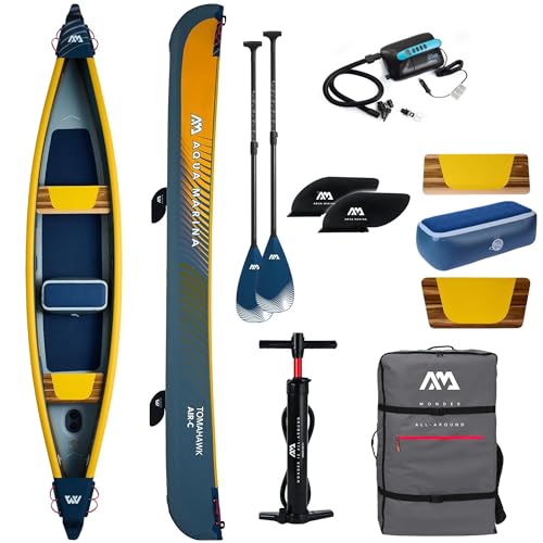 Campsup Aqua Marina kajak aufblasbar | Inflatable 3 Personen Kayak Tomahawk AIR-C 2024 + 2 x CP-1 + Star 8 | 478x88 cm | Technologie: Drop Stitch
