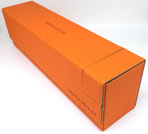 docsmagic.de Premium Magnetic Tray Long Box Orange Large - Card Deck Storage - Kartenbox Aufbewahrung Transport Orange