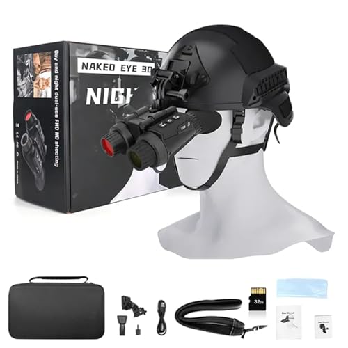 SUZLAZYR NV8300 4K Nachtsichtbrille mit 3D-Vision-Effekt, Wiederaufladbares Nachtsichtfernglas Militärische Taktik, 8-facher Digitalzoom, 7-Stufen-Infrarot, Helmmontierte Nachtsicht