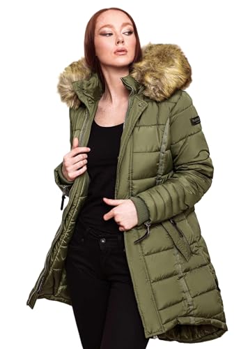 Navahoo Papaya Damen Winter Jacke Steppjacke Mantel Parka gesteppt warm B374 (S, Navy)