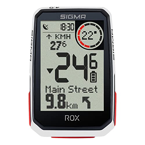 SIGMA SPORT ROX 4.0 White Sensor Set | Fahrradcomputer kabellos GPS & Navigation inkl. Geschwindigkeits-, Herz- und Trittfrequenzsensoren | Outdoor GPS Navigation mit Höhenmessung