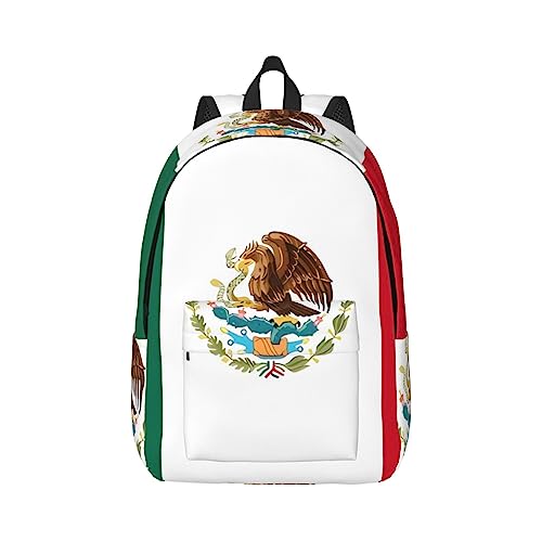 Flagge von Mexiko Segeltuch Große Kapazität Seesack mit verstellbaren Schultergurten für Schule Outdoor Sport, Schwarz , M