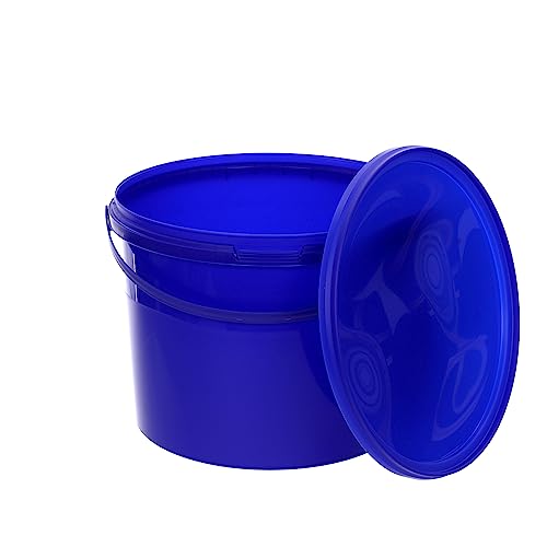 BenBow Eimer mit Deckel 10l blau 10x 10 Liter - lebensmittelecht, stabil, luftdicht, auslaufsicher, geruchsneutral - Aufbewahrungsbehälter aus Kunststoff, mit Henkel - leer