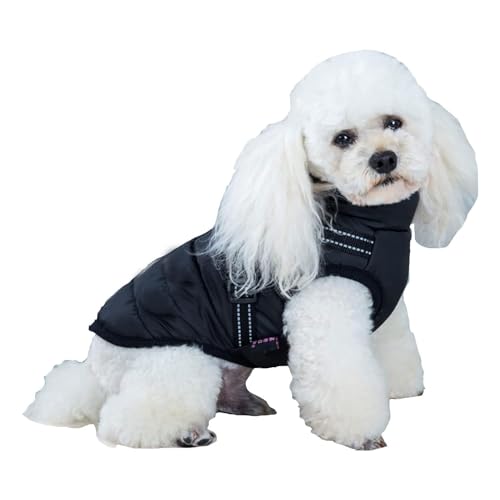 Hunde-Wintermantel, wasserdicht, reflektierend, Hundejacke, warme Hundeweste mit Fleece-Futter, for mittelgroße und kleine Welpen (Color : Black, Size : 120x160cm)