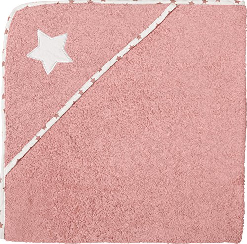 Erwin Müller Kapuzenbadetuch, Kapuzenhandtuch mit Stern Frottier rosa-weiß Größe 140x140 cm - kuschelig weich, saugstarke Qualität