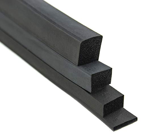 VKP20x20 Vierkantprofil von SMI-Kantenschutzprofi in Schwarz aus EPDM Moosgummi - Moosgummidichtung - Maße: 20x20 mm (3 m)