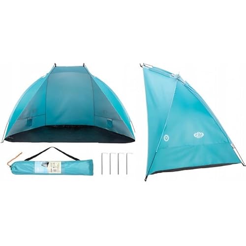 NILS Camp – Strandzelt - Strandmuschel Pop Up UV Schutz - Strandzelt Pop Up Groß - 120x260x120 cm - Blau