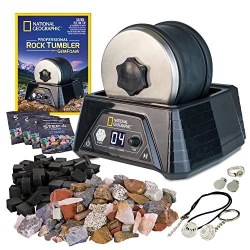 National Geographic 0,9 kg Extra großes Rock Tumbler Kit mit 3-Gang-Motor und 9-Tage-Timer – Geologie DIY Kit für Erwachsene