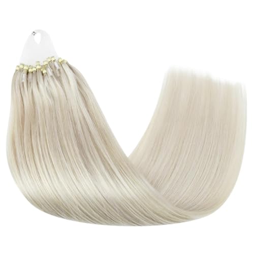 Blonde Micro-Ring-Haarverlängerungen, echtes menschliches Haar, Kaltfusion, Mikroperlen-Haarverlängerungen, 50 g/50 Sekunden (Color : 60, Size : 50 STRANDS_24 INCHES_6 MONTHS)