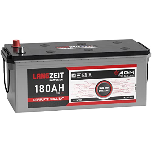 LANGZEIT AGM Batterie 180Ah 12V Solarbatterie Solar Boot Versorgungsbatterie Bootsbatterie Wohnmobil Wohnwagen Mover zyklenfest 160Ah 170Ah