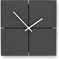 Wall-Art Wanduhr Minimalistisch MDF Quadratisch Lautlos 30 cm x 30 cm Schwarz