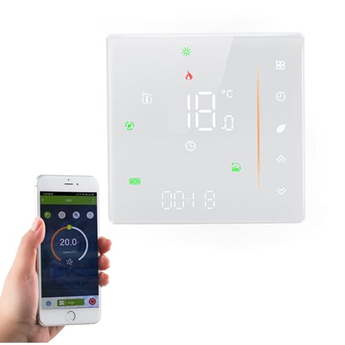 Qiumi Smart WiFi Farbe Thermostat Programmierbarer Wasserthermostat LCD Bildschirm Funktioniert mit Alexa Google Home, LED Lichtanzeige schützt Ihre Augen, 5A 95~240 V AC