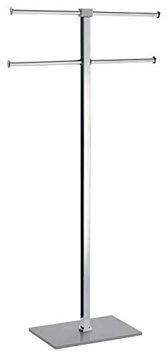 Gedy Rainbow Handtuchhalter mit Standfuß, Rostfreier Edelstahl, grau, 40,4x15,5x83x7
