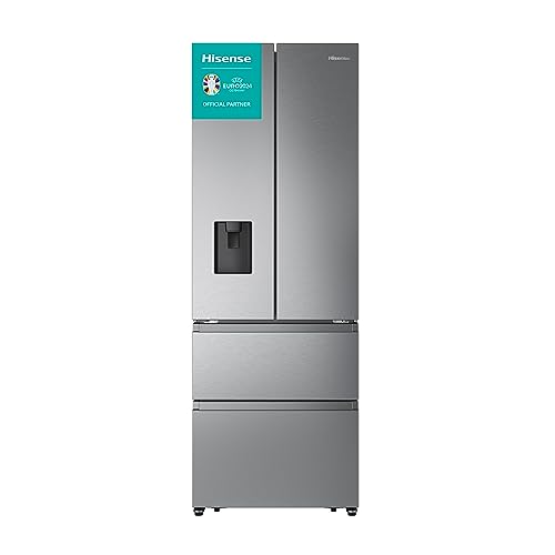 Hisense RF632N4WIE French Door Kühl-Gefrierkombination/ NoFrostPlus/ Inverter-Kompressor/ Wasserspender/ CrispZone/ 200 cm/ Kühlteil 336 l/ Gefrierteil 149 l/ 38 dB/ 295 kWh/ Jahr/ Inox-Look