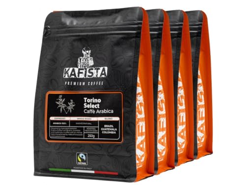 Kafista Premium Kaffee - Kaffeebohnen für Kaffeevollautomat und Espressomaschine aus Italien - Fairtrade - Spitzenkaffee - Barista Qualität (Torino Select, 4x250g)